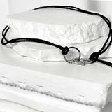 Leather string lettering necklace_black