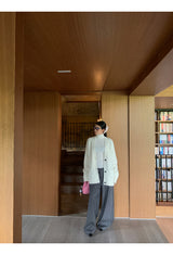 Check Detail Wide Slacks Pants