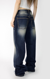 (UNISEX)フォールブルーデニムパンツ