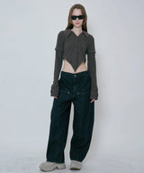 COLOR BLEACH WIDE DENIM PANTS