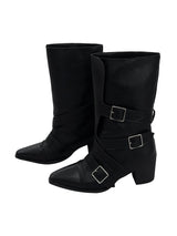 double buckle mid boots