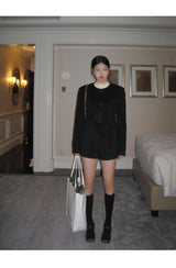 Black round wool no collar jacket
