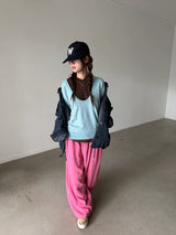 deep U-neck knit top
