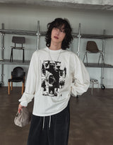 レムプリントロングスリーブTシャツ