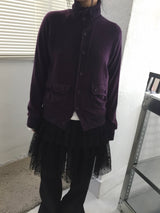 high-neck button cardigan