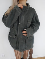 Khaki Oversized Denim Field Jacket