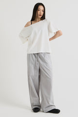 ワンショルダーTシャツ, White
