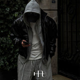 [HFORUS MADE]Layer Shoulder Hooded zip-up IN GREY