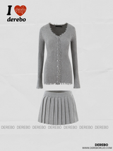 Elise Knitwear Pleats Skirt Cardigan Two-Piece