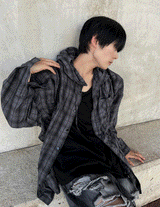 Aaron Linen Checke Hooded Shirt