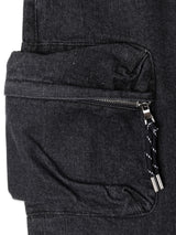 BBD Sprayed Logo Multi-Pocket Denim Cargo Pants (Black)