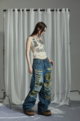 LOVE CAMO SLEEVESS TOP