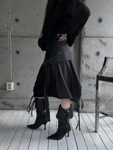layered check wrap skirt (2color)