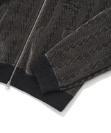 Women’s Cable Knit Zip-Up Jacket Charcoal