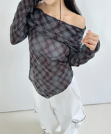 ARGYLE OFF-SHOULDER🤍❤ - 2 COLORS