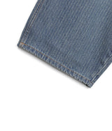Stripe Lettering Denim Pants - Medium Blue