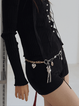 Heart keyring Silver Gold Chain Belt