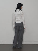 STUDDED CARGO PANTS CHACOAL