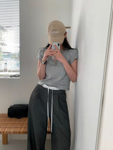 [BELLIDE MADE] Daily Label Semi-Cropped Short-Sleeved T-Shirt