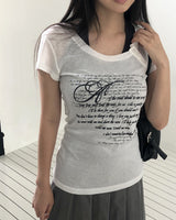 Dien lettering printed button short sleeve T-Shirt