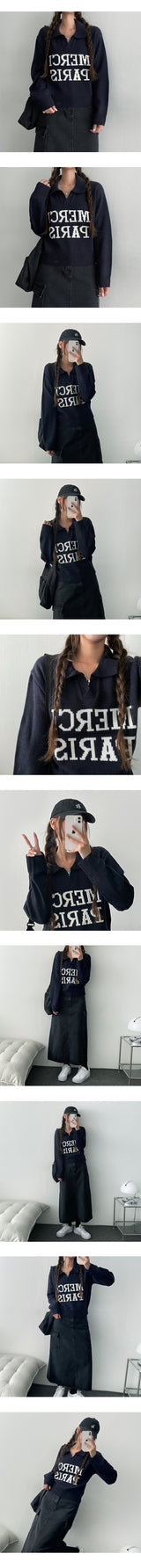 DONU Lettering Cropped Collar Knitwear (4 colors)