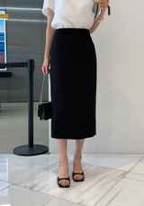 Lavin Belt Set H-Line Back Slit Long Skirt / 4 colors