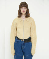 CUTTING DOUBLE ZIP KNIT CARDIGAN
