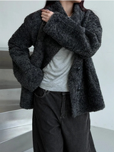 High neck boucle half coat(4color) 