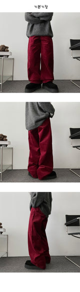 Pled corduroy wide pants[3 Tier Length]