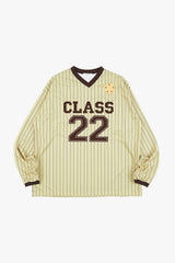 Pinstripe v-neck jersey long sleeve