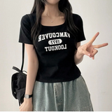 ローブレタリングスクエアネックショートスリーブTシャツ