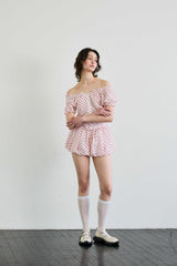MINI HEART BALLOON SKIRT PANTS / WHITE