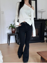 Unbalance slit button knit(3color)