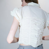 Smocked blouse cream