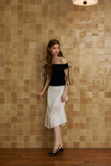 TINY DOT SLIT SKIRT / WHITE