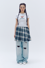 WIDE CHECKERED SKIRT