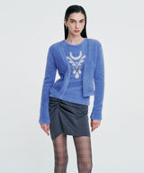 Chain Link Furry Cardigan _ SKY BLUE