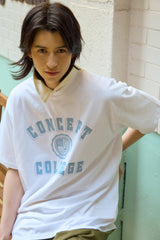 スカイブルークラシックビッグロゴクルーネックホワイトショートスリーブTシャツ [Unisex]