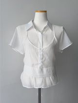 [Bustier SET] Light Halter See-through Blouse