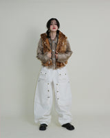 Tier Bambi Fake Fur Hooded Vest (Short Quilted)