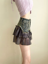 Aurora frill denim mini sk