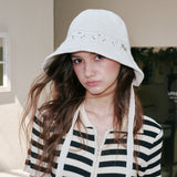 Blossom Hole Bonnet Hat (Cream)
