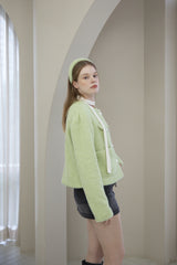 Ribbon Pearl Fur Hairband Green