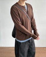 Rib Layered Henley Long Sleeve