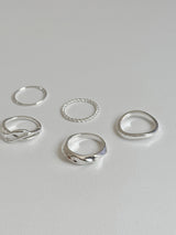 [5 set] Bold Twist Ring Set 