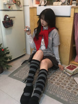 ストライプニーソックス