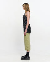 Shirring Layered Slit Skirt _ OLIVE GREEN