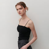 シャーリングキャップノースリーブ BLACK