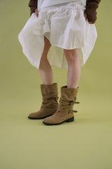 Suede buckle boots_beige