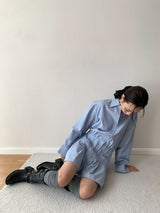 ストライプフレアシャツドレス
